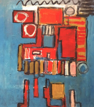绘画 标题为“Composition 7025” 由Engelina Zandstra, 原创艺术品, 丙烯 安装在木质担架架上