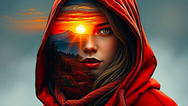 Arts numériques intitulée "chaperon rouge" par Modane, Œuvre d'art originale, Image générée par l'IA