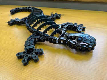 Scultura intitolato "SALAMANDRE" da Sylvain Arondel (ATELIER CREATION LA FORGE), Opera d'arte originale, Metalli
