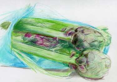 Artichoke (carciofi) from Products series Tekening getiteld "Artichoke (carciofi…" door Alexander Pogorzhelsky, Origineel Kunstwerk, Potlood