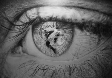 Рисунок под названием "Mille yeux" - Aveiro R., Подлинное произведение искусства, Графит
