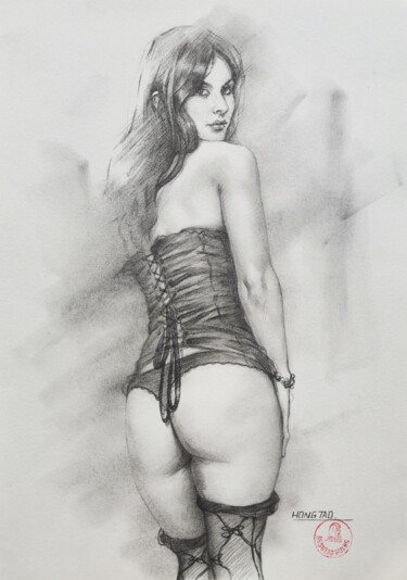 Drawing titled "Promise" by Hongtao Huang, Original Artwork, Pencil