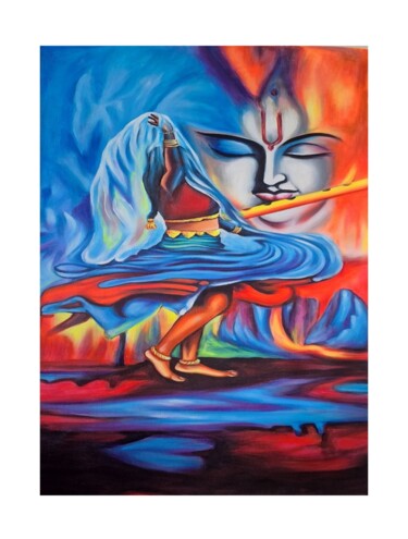 Peinture intitulée "krishna and Radha p…" par Shree Krishnam Arts Manish Vaishnav, Œuvre d'art originale, Acrylique