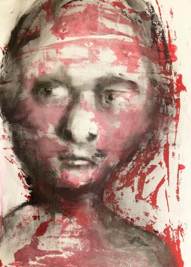 Malerei mit dem Titel "Rotkopf" von Sandra Ludwig, Original-Kunstwerk, Kreide