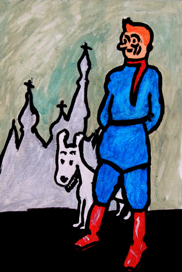 绘画 标题为“tintin 1” 由José Espiguinha, 原创艺术品, 水粉
