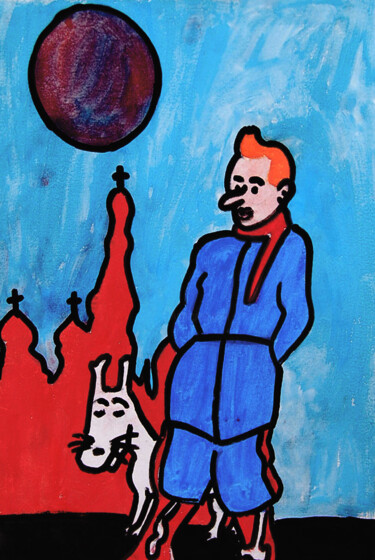 绘画 标题为“tintin3” 由José Espiguinha, 原创艺术品, 水粉