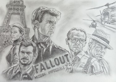 Illustration du film Mission Impossible Fallout réalisé aux Disegno intitolato "Illustration du fil…" da Gilles Staub (LeCrayonAgile), Opera d'arte originale, Matita