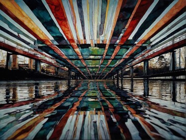 Printmaking titled "Reflections" by The Vault Art, Original Artwork, Digital Print Mounted on Wood Stretcher frame