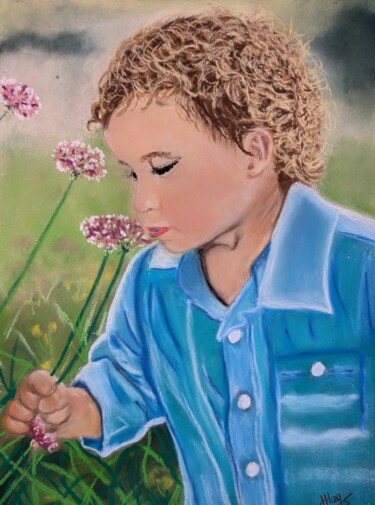 Desenho intitulada "Parfum de fleurs" por Magali Steiner, Obras de arte originais, Pastel