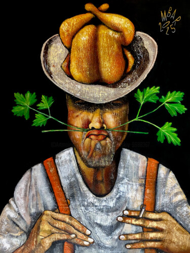 绘画 标题为“Parsley person” 由Mikhail Baranovskiy, 原创艺术品, 丙烯 安装在木质担架架上