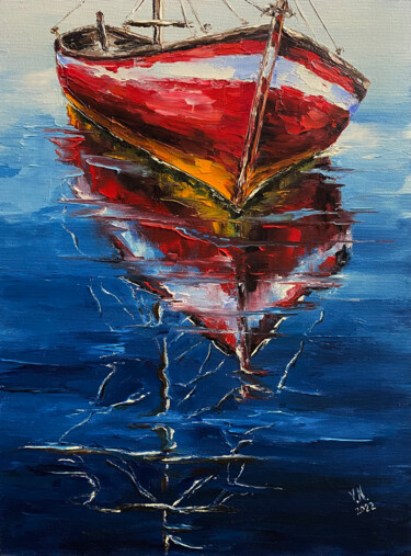Картина под названием "Reflection 5" - Volodymyr Nezdiimynoha, Подлинное произведение искусства, Масло Установлен на Деревян…
