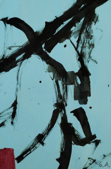 L'Ancêtre | Calligraphie Abstraite Inspirée du Kanji "Père" "L'Ancêtre | Calligr…" başlıklı Dijital Sanat Gaboriau Gérald tarafından, Orijinal sanat, Mürekkep