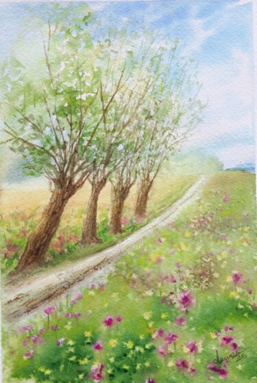 Spring watercolor "Spring watercolor" başlıklı Tablo Fineartderya tarafından, Orijinal sanat, Suluboya