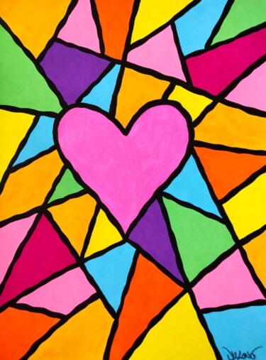 绘画 标题为“Pink pop heart” 由Dr. Love, 原创艺术品, 丙烯