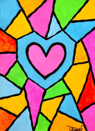 Картина под названием "Happy pop heart" - Dr. Love, Подлинное произведение искусства, Акрил