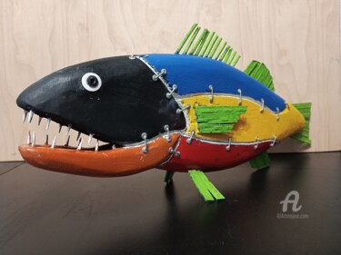 "Patch fish" başlıklı Heykel Hakaro tarafından, Orijinal sanat, Ahşap