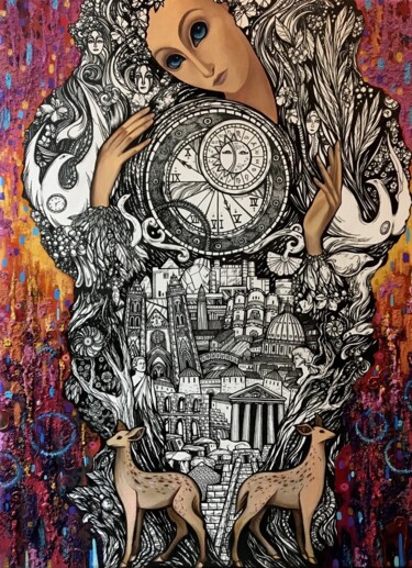 "Clock" başlıklı Tablo Yulia Novikova tarafından, Orijinal sanat, Akrilik Diğer sert panel üzerine monte edilmiş