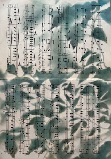 Disegno intitolato "Vintage Sheet Music…" da Shilo Julia, Opera d'arte originale, Pastello