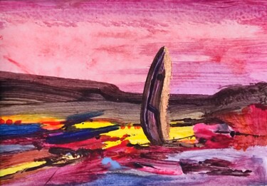 Malerei mit dem Titel "Bronze feather" von Milto Sideris, Original-Kunstwerk, Acryl