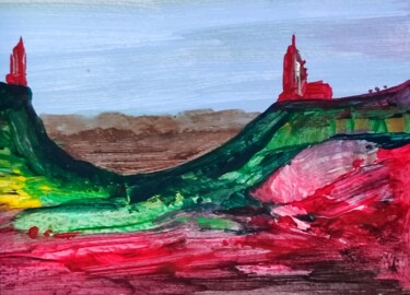 Painting titled "Two hill neighbors" by Milto Sideris, Original Artwork, Acrylic