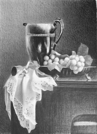 Tekening getiteld "Chardonnay" door Vladimir Medvedev, Origineel Kunstwerk, Potlood