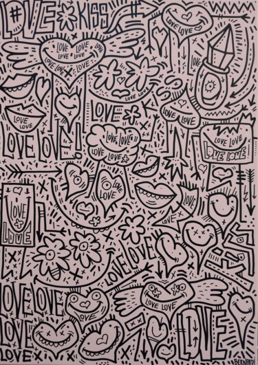 Pittura intitolato "Love 1 ❤️" da Alexis Bernardi, Opera d'arte originale, Acrilico Montato su Telaio per barella in legno