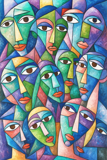 Digital Arts titled "Foule N°6" by Pacôme Coquet, Original Artwork, Ink Mounted on Aluminium
