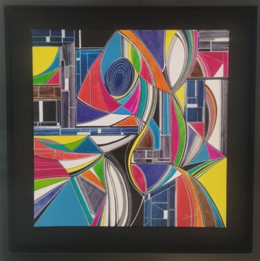 Pittura intitolato "Vitrail Mouvement" da Arnaud Dromigny, Opera d'arte originale, Acrilico Montato su Pannello di legno