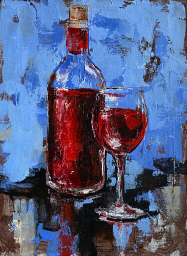 Bottle of red wine "Bottle of red wine" başlıklı Tablo Volodymyr Nezdiimynoha tarafından, Orijinal sanat, Akrilik Ahşap Sedye çerçevesi üzerine…