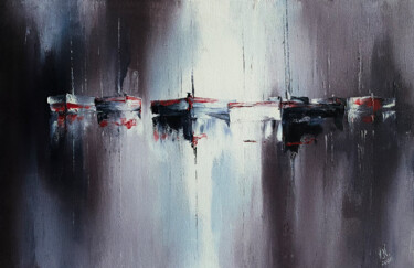Boats 8 Картина под названием "Boats 8" - Volodymyr Nezdiimynoha, Подлинное произведение искусства, Масло Установлен на Деревянная р…