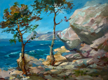 Malarstwo zatytułowany „Blue Tranquility” autorstwa Yuriy Suprunchuk, Oryginalna praca, Olej Zamontowany na Karton