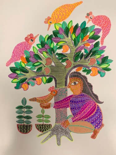 Under The Canopy Of Kindness Dessin intitulée "Under The Canopy Of…" par Mogi Mamta, Œuvre d'art originale, Encre