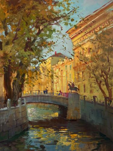 The Quiet Whisper of a City Park Картина под названием "The Quiet Whisper o…" - Yuriy Suprunchuk, Подлинное произведение искусства, Масло Установлен на картон