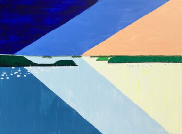 île aux moines, reflets sur le golfe du morbihan Peinture intitulée "île aux moines, ref…" par Valerie Jouve, Œuvre d'art originale, Acrylique Monté sur Châssis en bois