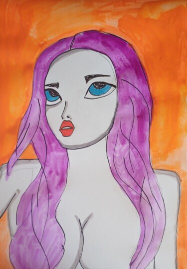 Tekening getiteld "Aphrodite" door Ashton Knighting, Origineel Kunstwerk, Inkt