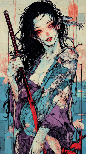 数字艺术 标题为“Katana Woman 01” 由Artcypia, 原创艺术品, AI生成的图像