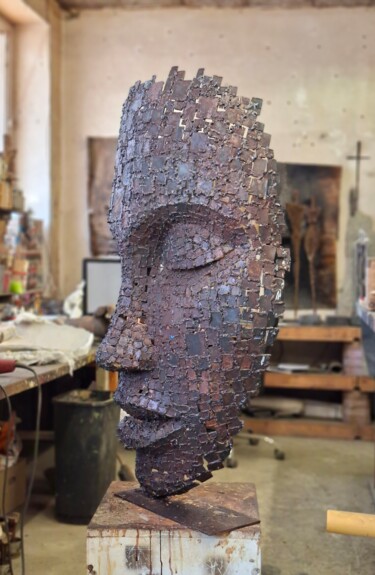 Sculptuur getiteld "MOSAIC FACE WOMAN" door Brano Brody, Origineel Kunstwerk, Metalen