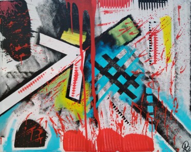 Peinture intitulée "Flèche & hashtag" par Alexis Bernardi, Œuvre d'art originale, Acrylique Monté sur Châssis en bois