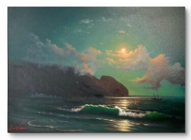 Pintura intitulada "Where the Moon Whis…" por Lara Wasiljewa, Obras de arte originais, Óleo Montado em Armação em madeira