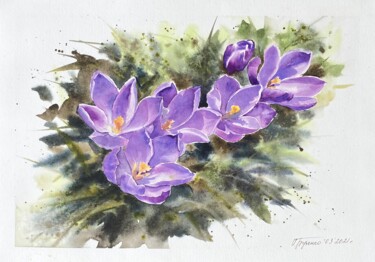Crocuses, watercolor art