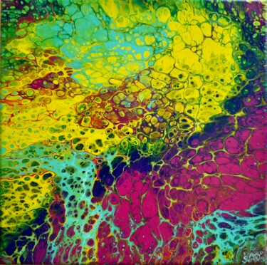 绘画 标题为“FluidART I Hypnotik…” 由Anja Semling, 原创艺术品, 丙烯 安装在木质担架架上