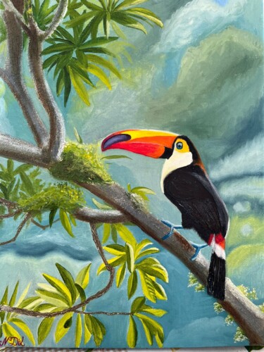 Painting titled "Тукан (40*30 см)" by Natal A Dik, Original Artwork, Oil