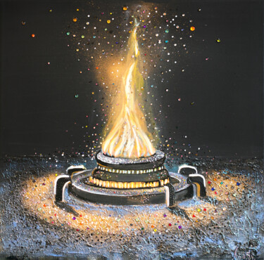 Pittura intitolato "Painting "Fire of E…" da Svetlana, Opera d'arte originale, Acrilico Montato su Telaio per barella in leg…
