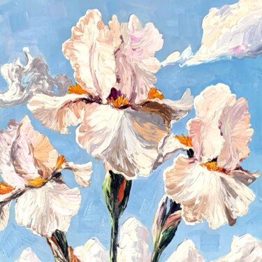 Peinture intitulée "Irises 201D" par Greg Leander, Œuvre d'art originale, Huile Monté sur Châssis en bois