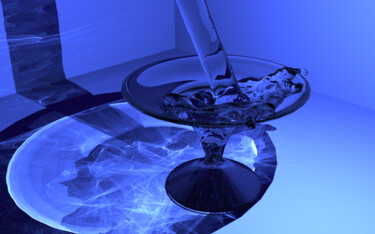 Digitale Kunst getiteld "Liquide bleu étude" door Patrick Fraysse, Origineel Kunstwerk, 3D-modellering
