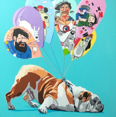 Ζωγραφική με τίτλο "SERIE BULLDOG ANGLA…" από François Poulat, Αυθεντικά έργα τέχνης, Ακρυλικό Τοποθετήθηκε στο Ξύλινο φορεί…
