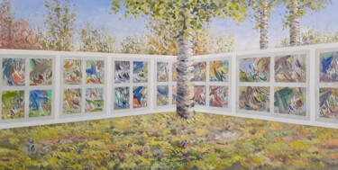Painting titled "Abstract Exhibition…" by Marius Vancea, Original Artwork, Acrylic Mounted on Wood Stretcher frame
