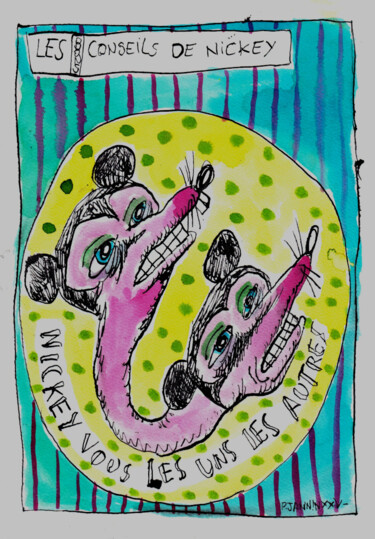 Drawing titled "Les bons conseils d…" by Patrick Jannin, Original Artwork, Ink