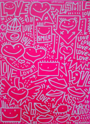 绘画 标题为“Pink love 🩷” 由Alexis Bernardi, 原创艺术品, 丙烯 安装在木质担架架上
