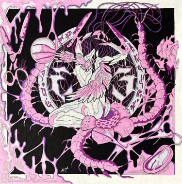 Circle of Rituals — OCD| Pink & Purple Illustration Drawing titled "Circle of Rituals —…" by Nolan Trace, Original Artwork, Marker